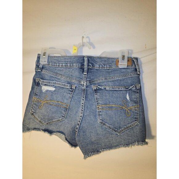 Levis Denizen High Rise Cheeky Shorts Denim Jean Short Stretch Size 7 Juniors - Picture 2 of 2